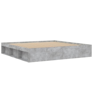 Cadru de pat, gri beton, 200x200 cm - Img 7