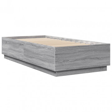 Cadru de pat, gri sonoma, 100x200 cm, lemn prelucrat - Img 5