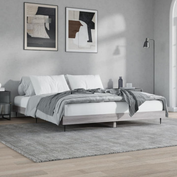Cadru de pat, gri sonoma, 120x200 cm, lemn prelucrat - Img 4