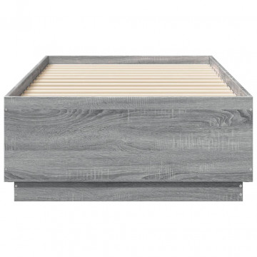 Cadru de pat, gri sonoma, 90x190 cm, lemn prelucrat - Img 4