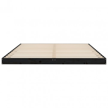 Cadru de pat King Size 5FT, negru, 150x200 cm lemn masiv de pin - Img 8