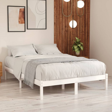 Cadru de pat King Size, alb, 150x200 cm, lemn masiv - Img 1