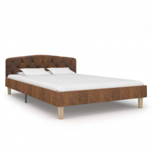 Cadru de pat, maro, 120 x 200 cm, piele întoarsă ecologică - Img 1