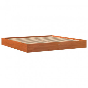 Cadru de pat, maro ceruit, 200x200 cm, lemn masiv de pin - Img 2