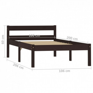 Cadru de pat, maro închis, 100 x 200 cm, lemn masiv de pin - Img 7