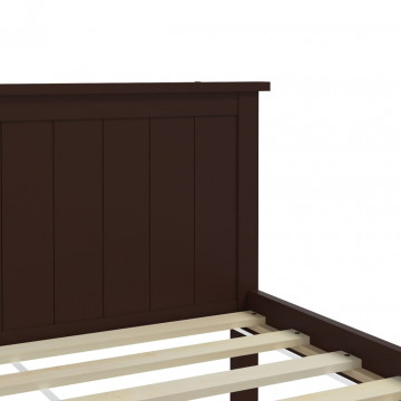 Cadru de pat, maro închis, 160x200 cm, lemn masiv de pin - Img 4