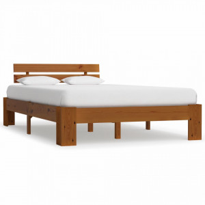 Cadru de pat, maro miere, 120 x 200 cm, lemn masiv de pin - Img 1