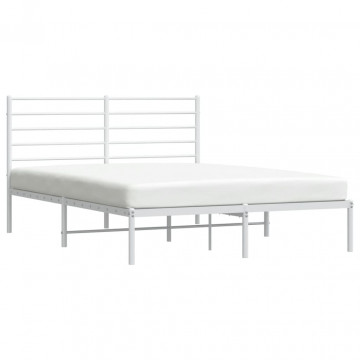 Cadru de pat metalic cu tăblie, alb, 120x190 cm - Img 4