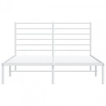Cadru de pat metalic cu tăblie, alb, 120x190 cm - Img 5