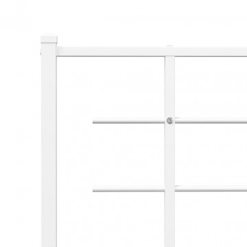 Cadru de pat metalic cu tăblie, alb, 135x190 cm - Img 7