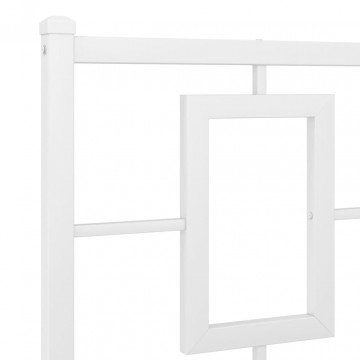 Cadru de pat metalic cu tăblie, alb, 135x190 cm - Img 7