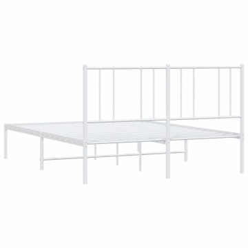 Cadru de pat metalic cu tăblie, alb, 140x200 cm - Img 7