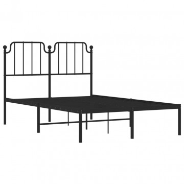 Cadru de pat metalic cu tăblie, negru, 120x190 cm - Img 4