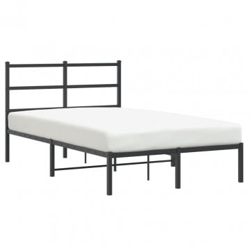 Cadru de pat metalic cu tăblie, negru, 120x200 cm - Img 4