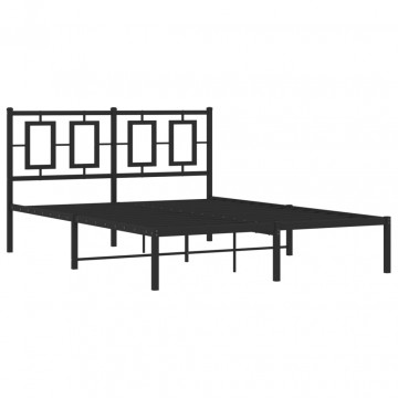 Cadru de pat metalic cu tăblie, negru, 140x190 cm - Img 2
