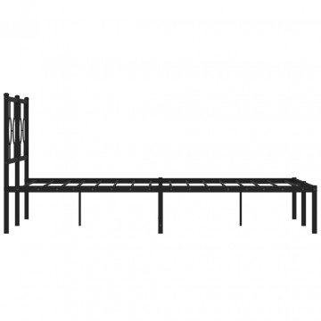 Cadru de pat metalic cu tăblie, negru, 140x200 cm - Img 5