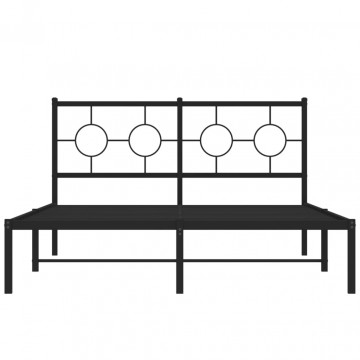 Cadru de pat metalic cu tăblie, negru, 140x200 cm - Img 8