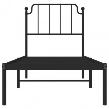 Cadru de pat metalic cu tăblie, negru, 80x200 cm - Img 8