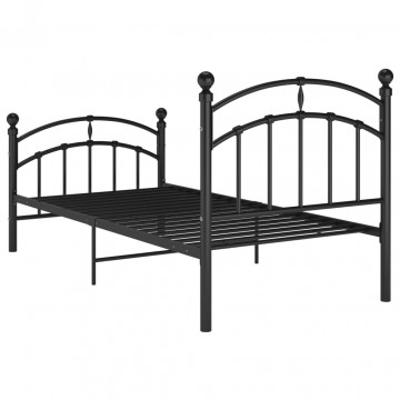 Cadru de pat, negru, 100x200 cm, metal - Img 7