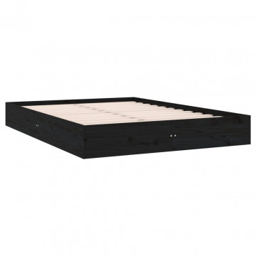 Cadru de pat, negru, 120x200 cm, lemn masiv - Img 4