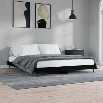 Cadru de pat, negru, 120x200 cm, lemn prelucrat - Img 1