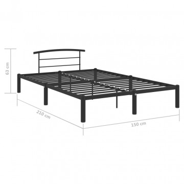 Cadru de pat, negru, 140 x 200 cm, metal - Img 6
