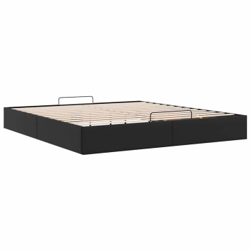 Cadru de pat otoman fără saltea Negru piele artificială - Img 6