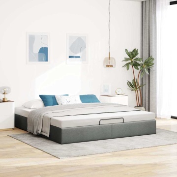 Cadru de pat otoman fără saltea țesătură gri închis 160x200 cm - Img 1