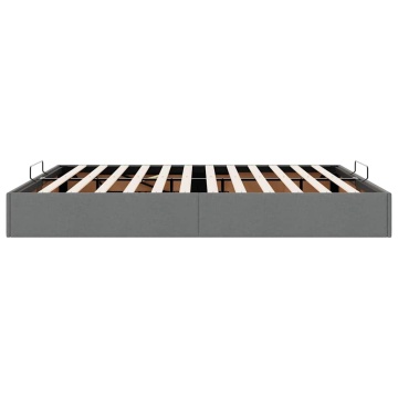 Cadru de pat otoman fără saltea țesătură gri închis 160x200 cm - Img 5