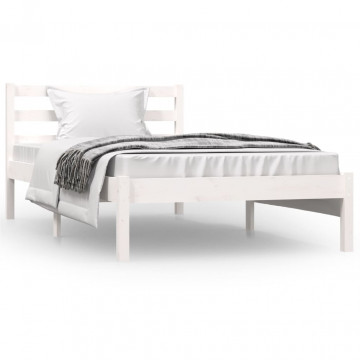 Cadru de pat Single 3FT, alb, 90x190 cm, lemn masiv de pin - Img 3