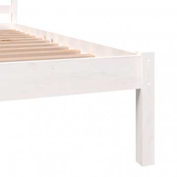 Cadru de pat Single 3FT, alb, 90x190 cm, lemn masiv de pin - Img 5