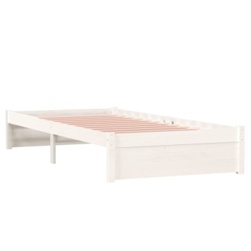 Cadru de pat single, alb, 90x190 cm, lemn masiv - Img 4