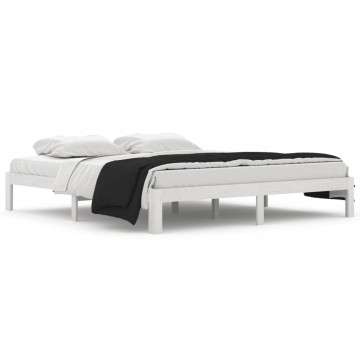 Cadru de pat Super King 6FT, alb, 180x200 cm, lemn masiv - Img 2