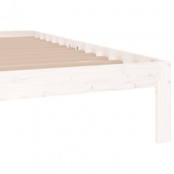 Cadru de pat Super King 6FT, alb, 180x200 cm, lemn masiv - Img 5