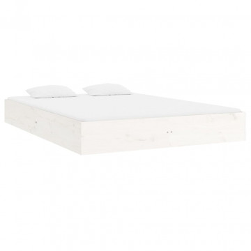 Cadru de pat Super King, alb, 180x200 cm, lemn masiv - Img 3