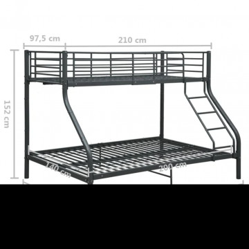 Cadru de pat supraetajat, negru, 140 x 200/90 x 200 cm, metal - Img 8