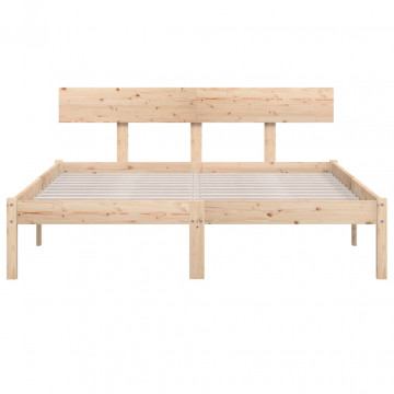 Cadru de pat UK mic dublu, 120x190 cm, lemn masiv de pin - Img 4