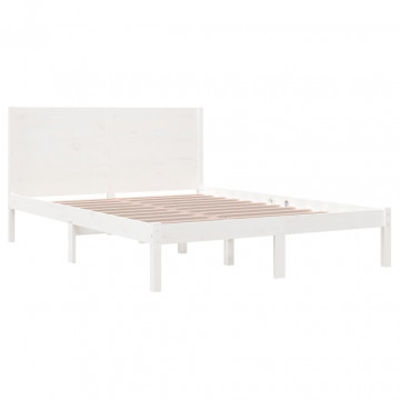 Cadru pat, alb, 140x200 cm, lemn masiv de pin - Img 4