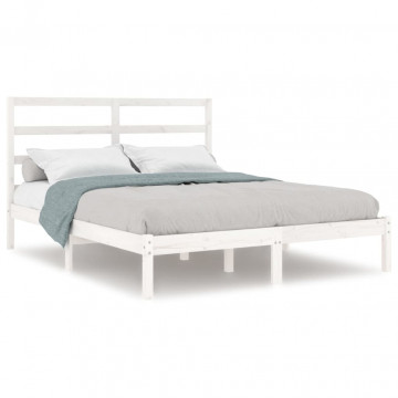 Cadru pat, alb, 140x200 cm, lemn masiv de pin - Img 2