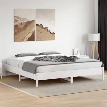 Cadru pat, alb, 180x200 cm, lemn masiv de pin - Img 3