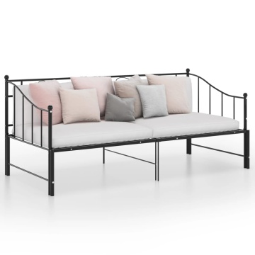 Cadru pat canapea extensibilă, negru, 90x200 cm, metal - Img 1