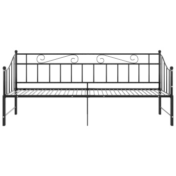 Cadru pat canapea extensibilă, negru, 90x200 cm, metal - Img 6