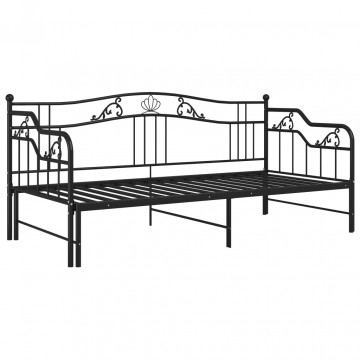 Cadru pat canapea extensibilă, negru, 90x200 cm, metal - Img 3