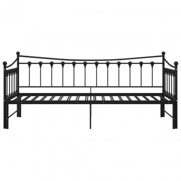 Cadru pat canapea extensibilă, negru, 90x200 cm, metal - Img 7