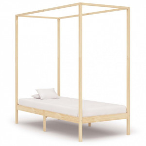 Cadru pat cu baldachin, 90x200 cm, lemn masiv de pin - Img 1