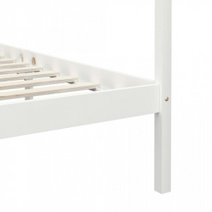Cadru pat cu baldachin, alb, 90x200 cm, lemn masiv pin - Img 6