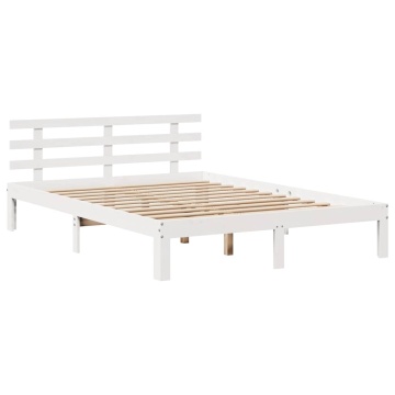 Cadru pat cu sertare, 140x200 cm, alb, lemn masiv pin - Img 6