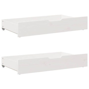 Cadru pat cu sertare, 140x200 cm, alb, lemn masiv pin - Img 5