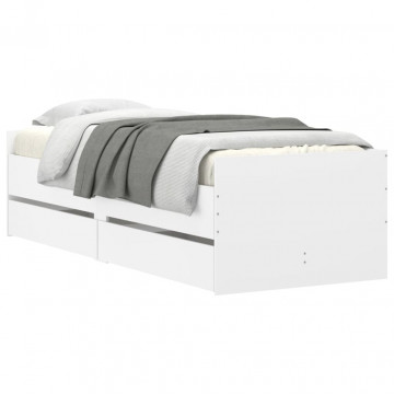 Cadru pat cu sertare, alb, 75x190 cm, mic single - Img 3
