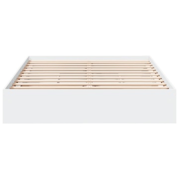 Cadru pat cu sertare alb extralucios 150x200 cm, lemn prelucrat - Img 4